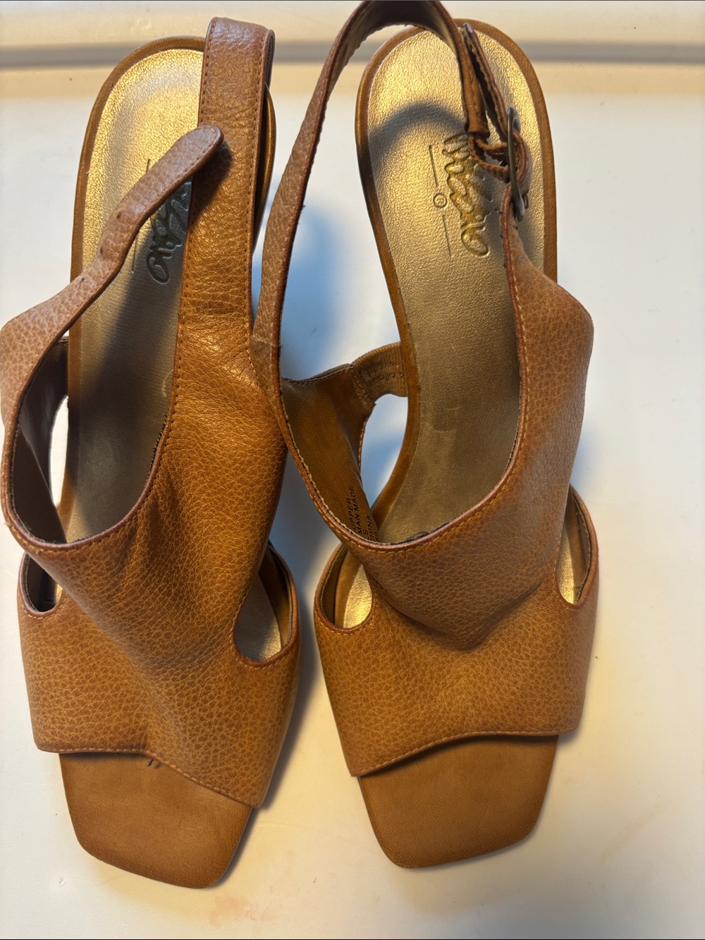 Massimo Tan Leather Open-Toe Slingback Sandals
